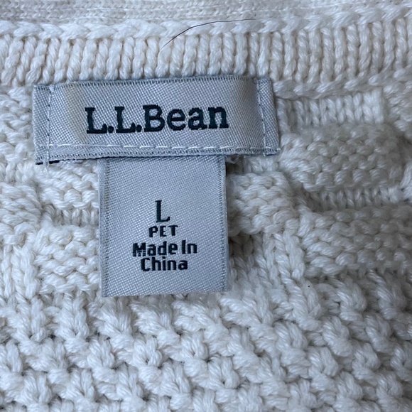 LL BEAN Cable-Knit Cardigan womens large petite cream - Picture 5 of 8